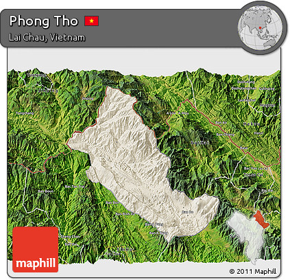 Shaded Relief 3D Map of Phong Tho, satellite outside