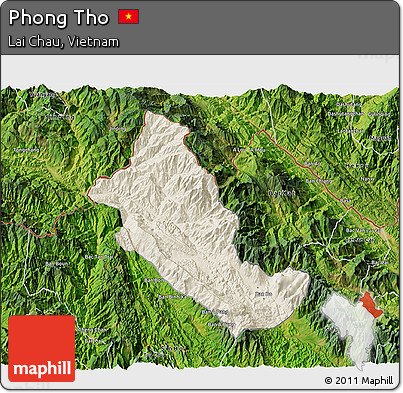 Shaded Relief 3D Map of Phong Tho, satellite outside