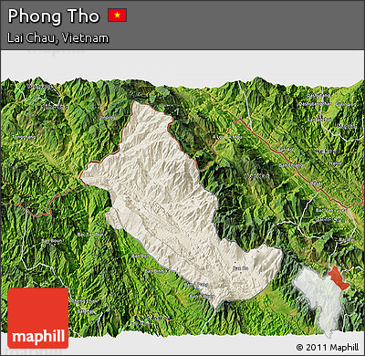 Shaded Relief 3D Map of Phong Tho, satellite outside