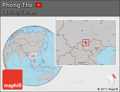 Gray Location Map of Phong Tho