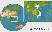 Satellite Location Map of Phong Tho, highlighted country, within the entire country