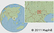 Savanna Style Location Map of Phong Tho, hill shading