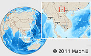 Shaded Relief Location Map of Phong Tho, within the entire country