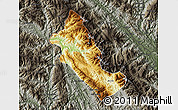 Physical Map of Phong Tho, darken, semi-desaturated