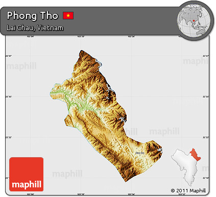 Physical Map of Phong Tho, single color outside