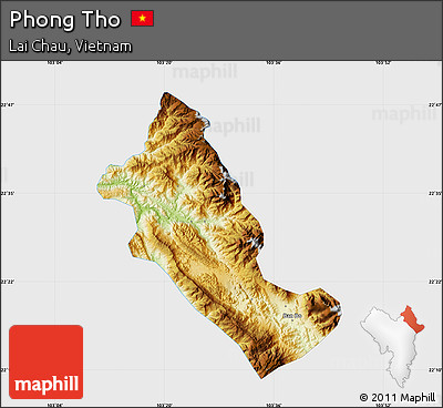 Physical Map of Phong Tho, single color outside