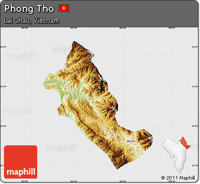 Physical Map of Phong Tho, single color outside
