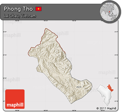 Shaded Relief Map of Phong Tho, cropped outside