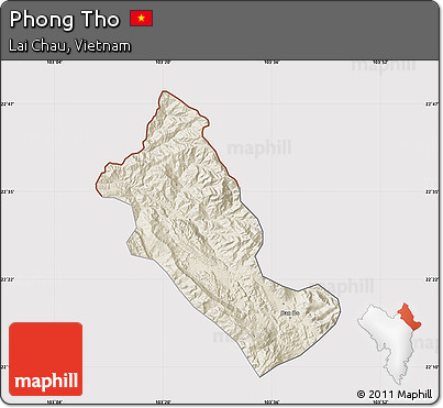 Shaded Relief Map of Phong Tho, cropped outside