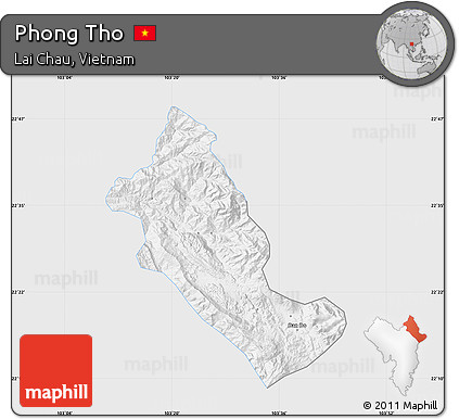 Silver Style Map of Phong Tho, single color outside
