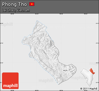 Silver Style Map of Phong Tho, single color outside