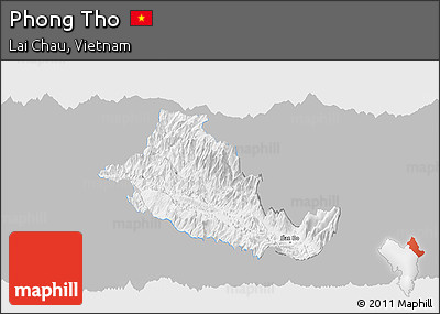 Gray Panoramic Map of Phong Tho, single color outside