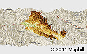 Physical Panoramic Map of Phong Tho, shaded relief outside