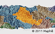 Political Panoramic Map of Phong Tho, semi-desaturated