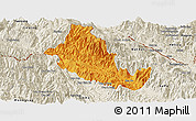 Political Panoramic Map of Phong Tho, shaded relief outside