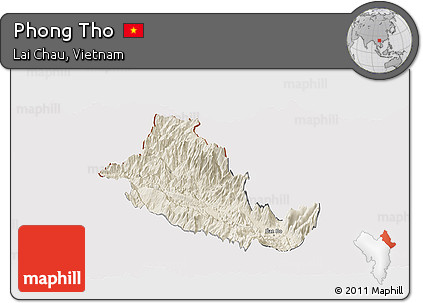 Shaded Relief Panoramic Map of Phong Tho, cropped outside