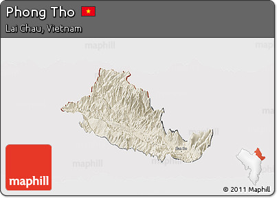Shaded Relief Panoramic Map of Phong Tho, cropped outside