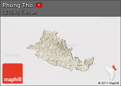 Shaded Relief Panoramic Map of Phong Tho, cropped outside