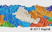 Shaded Relief Panoramic Map of Phong Tho, political outside
