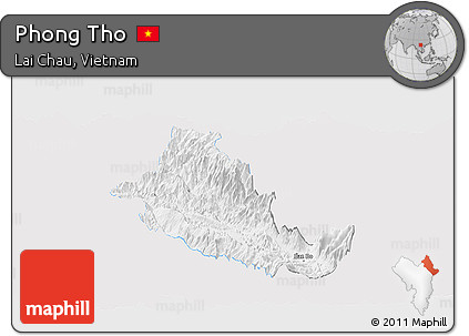 Silver Style Panoramic Map of Phong Tho, single color outside