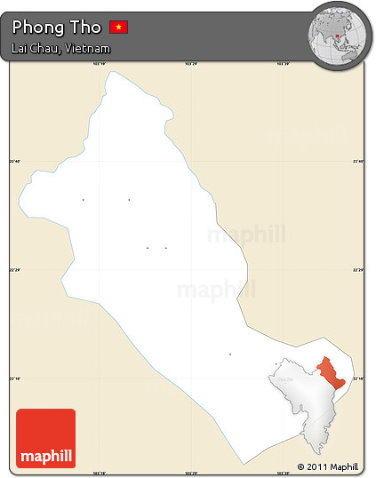 Classic Style Simple Map of Phong Tho, single color outside