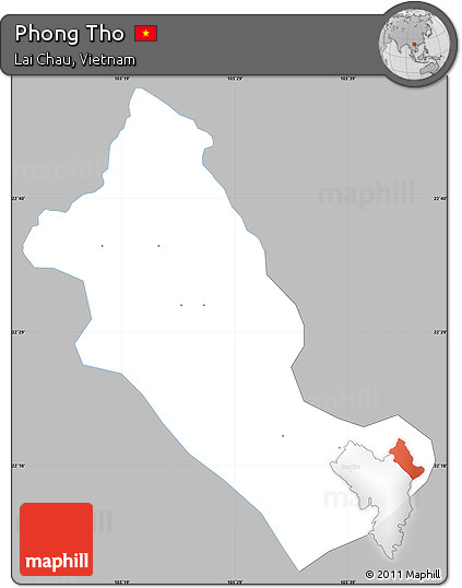 Gray Simple Map of Phong Tho, single color outside
