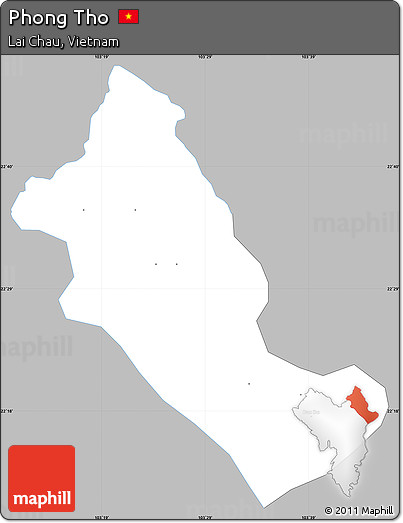 Gray Simple Map of Phong Tho, single color outside