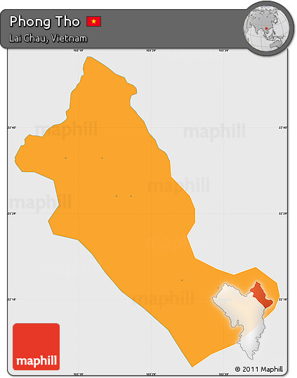 Political Simple Map of Phong Tho, single color outside