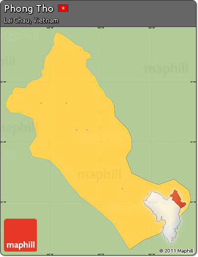Savanna Style Simple Map of Phong Tho, single color outside