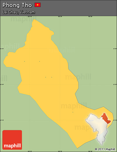 Savanna Style Simple Map of Phong Tho, single color outside