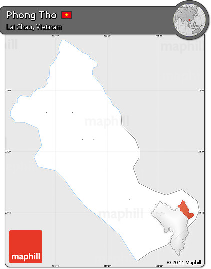 Silver Style Simple Map of Phong Tho, single color outside