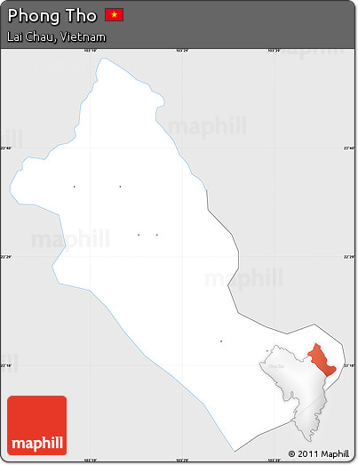 Silver Style Simple Map of Phong Tho, single color outside