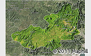 Satellite 3D Map of Lam Dong, semi-desaturated
