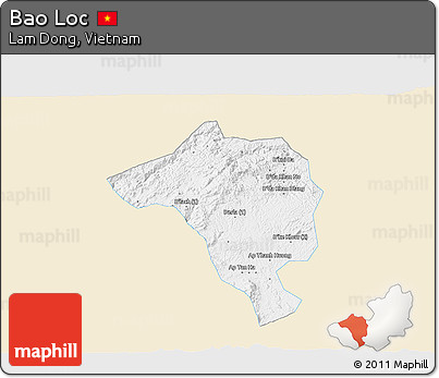 Classic Style 3D Map of Bao Loc, single color outside