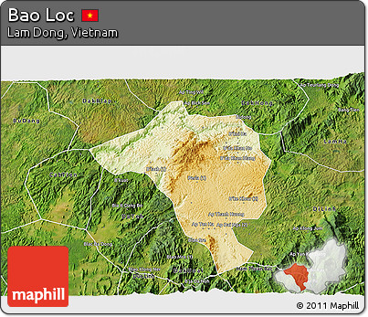 Physical 3D Map of Bao Loc, satellite outside
