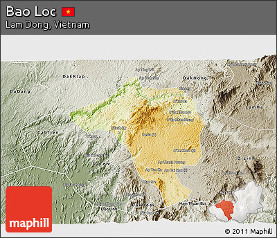 Physical 3D Map of Bao Loc, semi-desaturated
