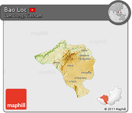 Physical 3D Map of Bao Loc, single color outside