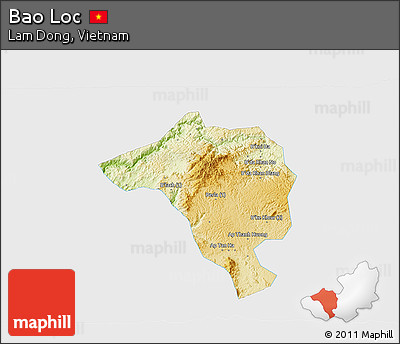 Physical 3D Map of Bao Loc, single color outside