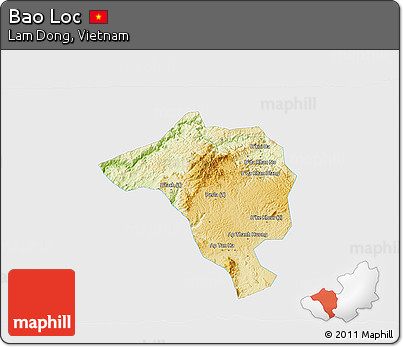 Physical 3D Map of Bao Loc, single color outside