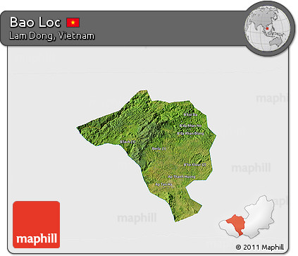 Satellite 3D Map of Bao Loc, single color outside