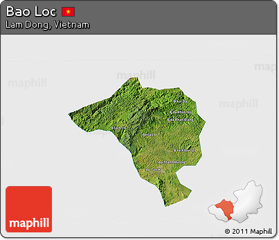 Satellite 3D Map of Bao Loc, single color outside