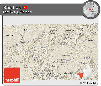 Shaded Relief 3D Map of Bao Loc