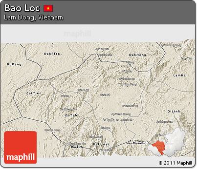 Shaded Relief 3D Map of Bao Loc