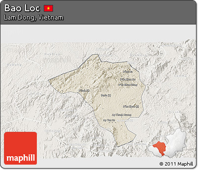Shaded Relief 3D Map of Bao Loc, lighten
