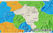 Shaded Relief 3D Map of Bao Loc, political outside