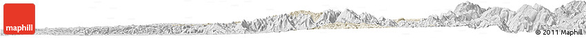 Shaded Relief Horizon Map of Bao Loc, desaturated
