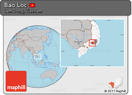 Gray Location Map of Bao Loc, highlighted country, highlighted parent region