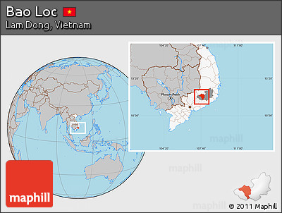 Gray Location Map of Bao Loc, highlighted country, highlighted parent region
