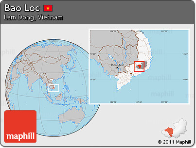 Gray Location Map of Bao Loc, highlighted country, highlighted parent region