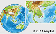 Physical Location Map of Bao Loc, highlighted country, highlighted parent region, within the entire country